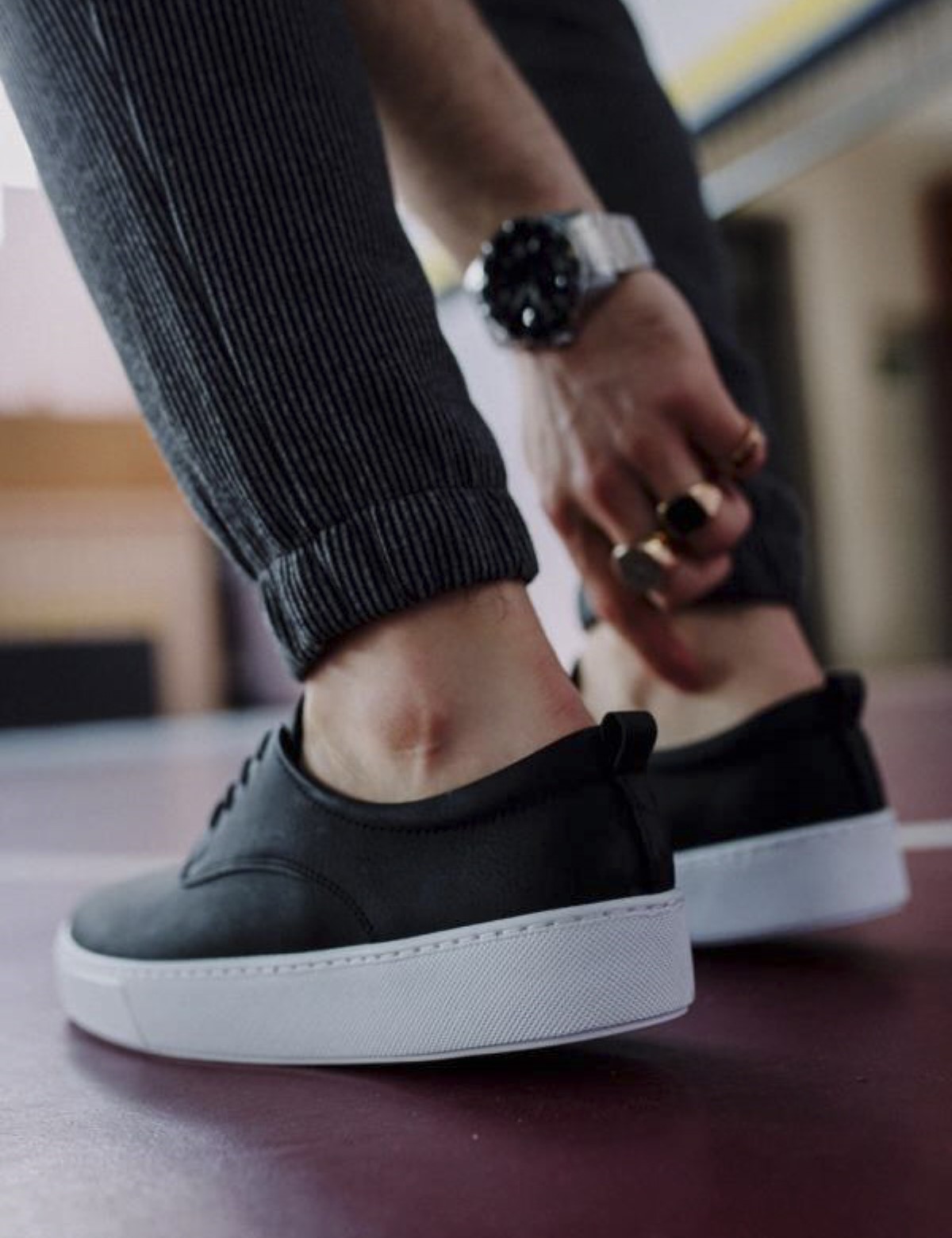 Ανδρικά ασπρόμαυρα Casual Sneakers δερματίνη με κορδόνια 0772020M φωτογραφία